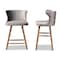 Baxton Studio Sagira Modern Grey Velvet Fabric and Walnut Brown Finished Wood 2-PC Counter Stool Set 186-11681-Zoro - alternate 3